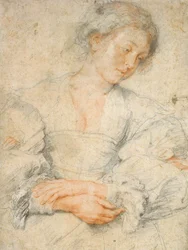 Jonge vrouw met gevouwen handen